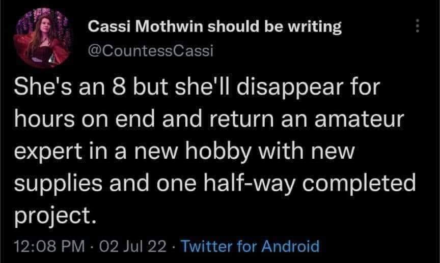 The meme is a screenshot of a Twitter post. The post is a joke about a person's age and occupation. It reads: "I'm an 8 but I've been working as a professional clown for 3 years now."